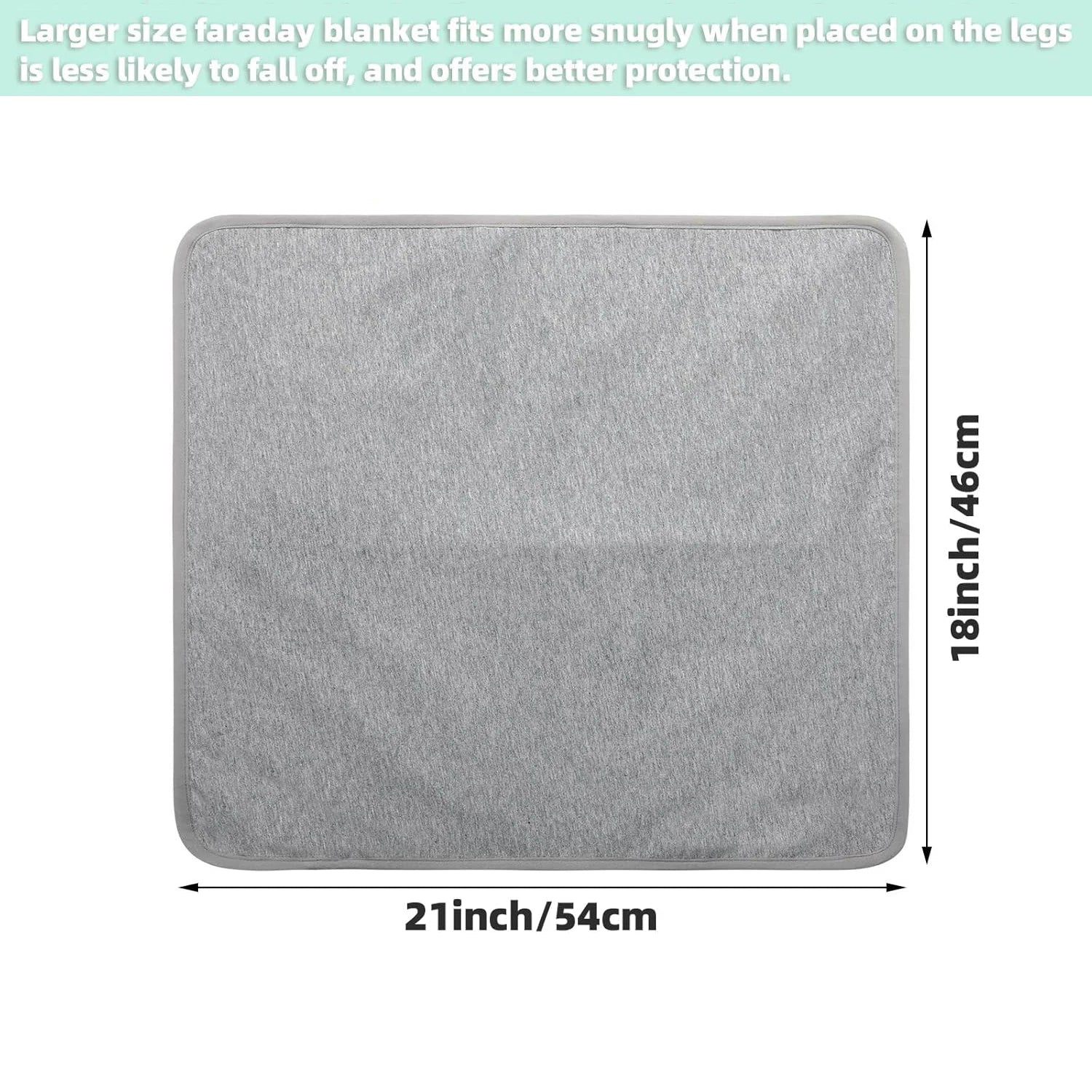 Gray Faraday pad with dimensions on a white background